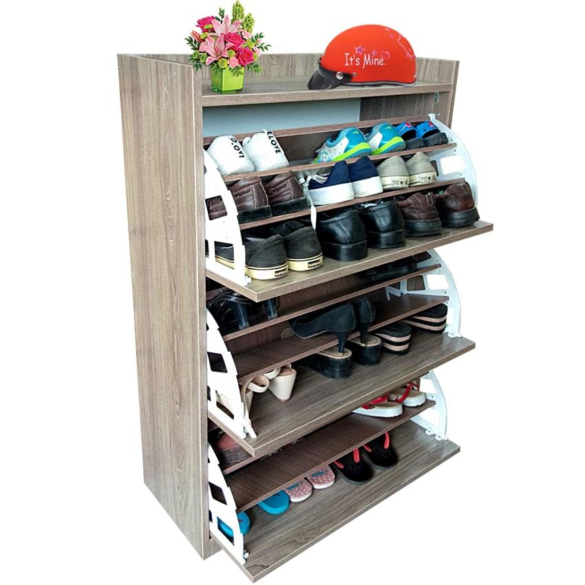 [Tặng Đồng Hồ Decor 250K] Tủ Giày Thông Minh 3 Cánh Lật Ngang 700 Tăng sức chứa gấp X3L - Bán Nội Thất HCM Tủ Giày Cánh Lật Giá Rẻ HCM Tiết Kiệm Diện Tích