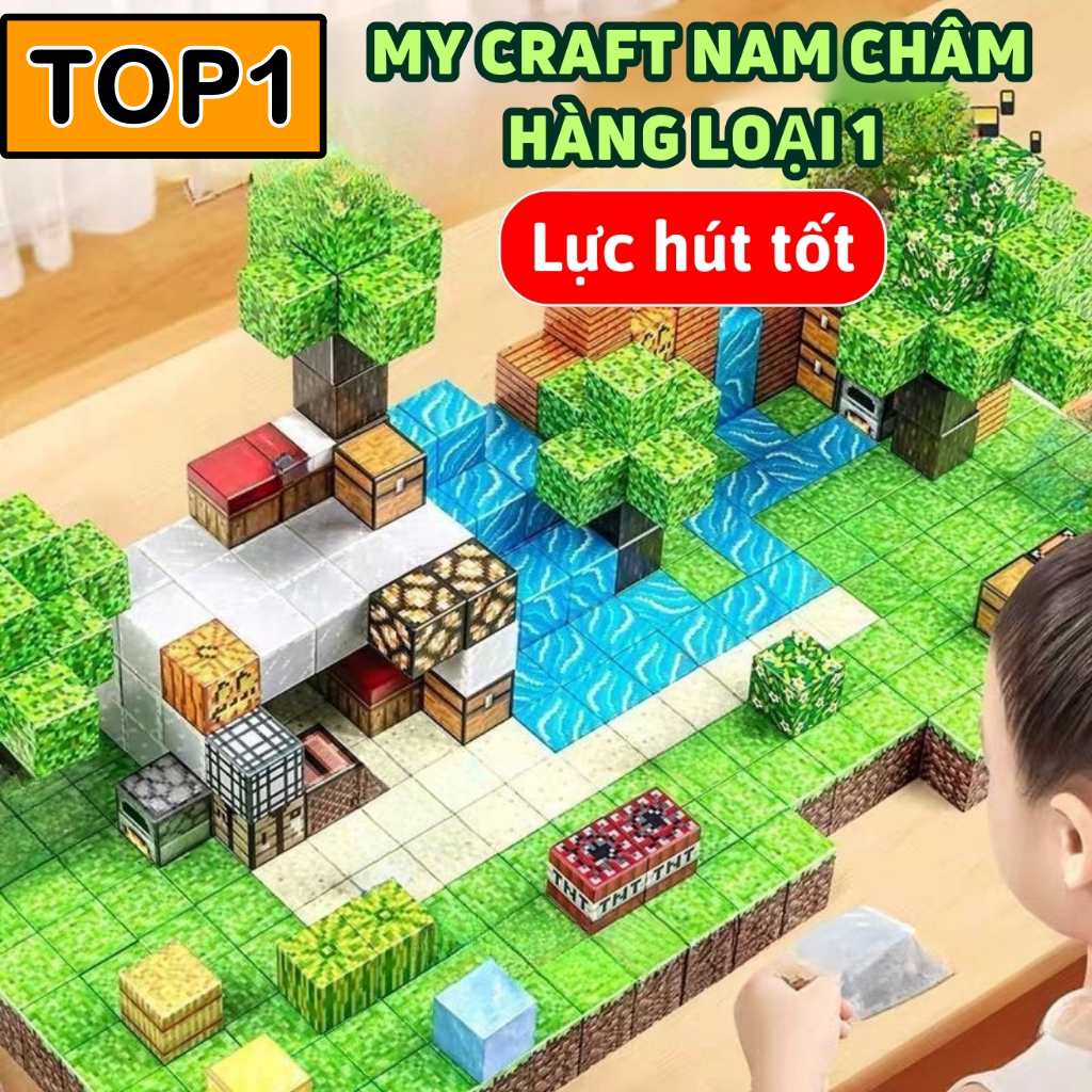 50 tặng 15 Nam châm Minecraft Khối Block Minecraft Nam Châm Từ Tính - Đồ Chơi Mô Hình Lắp Ráp Kiến Trúc