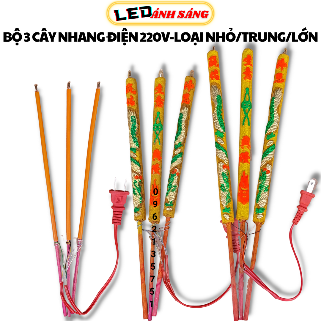 Nhang điện hương điện nhỏ - trung - lớn 220v bộ 3 cây