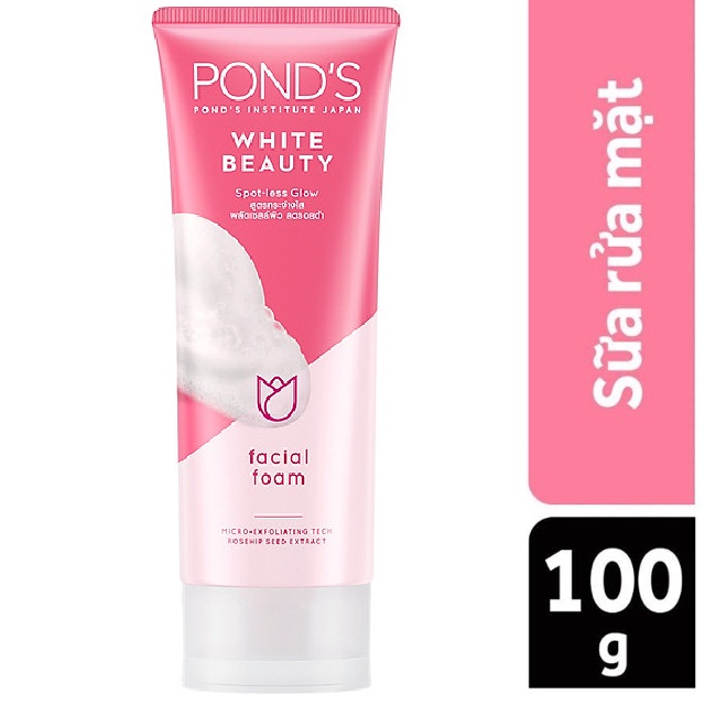 Pond's sữa rửa mặt trắng hồng rạng rỡ white beauty 100g