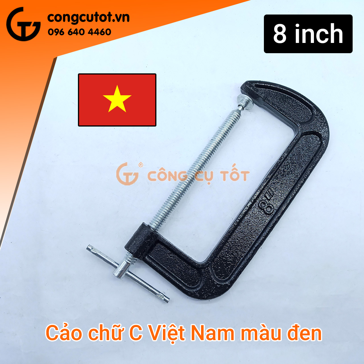 Cảo chữ C - Vam gang chữ C Việt Nam màu đen 8 inch