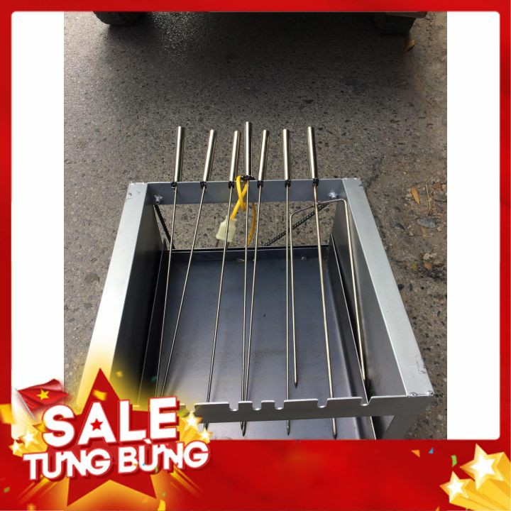 Bếp Nướng Than Hoa Tự Quay 7 xiên - tặng 6 xiên đơn và 1 xiên trãng 3