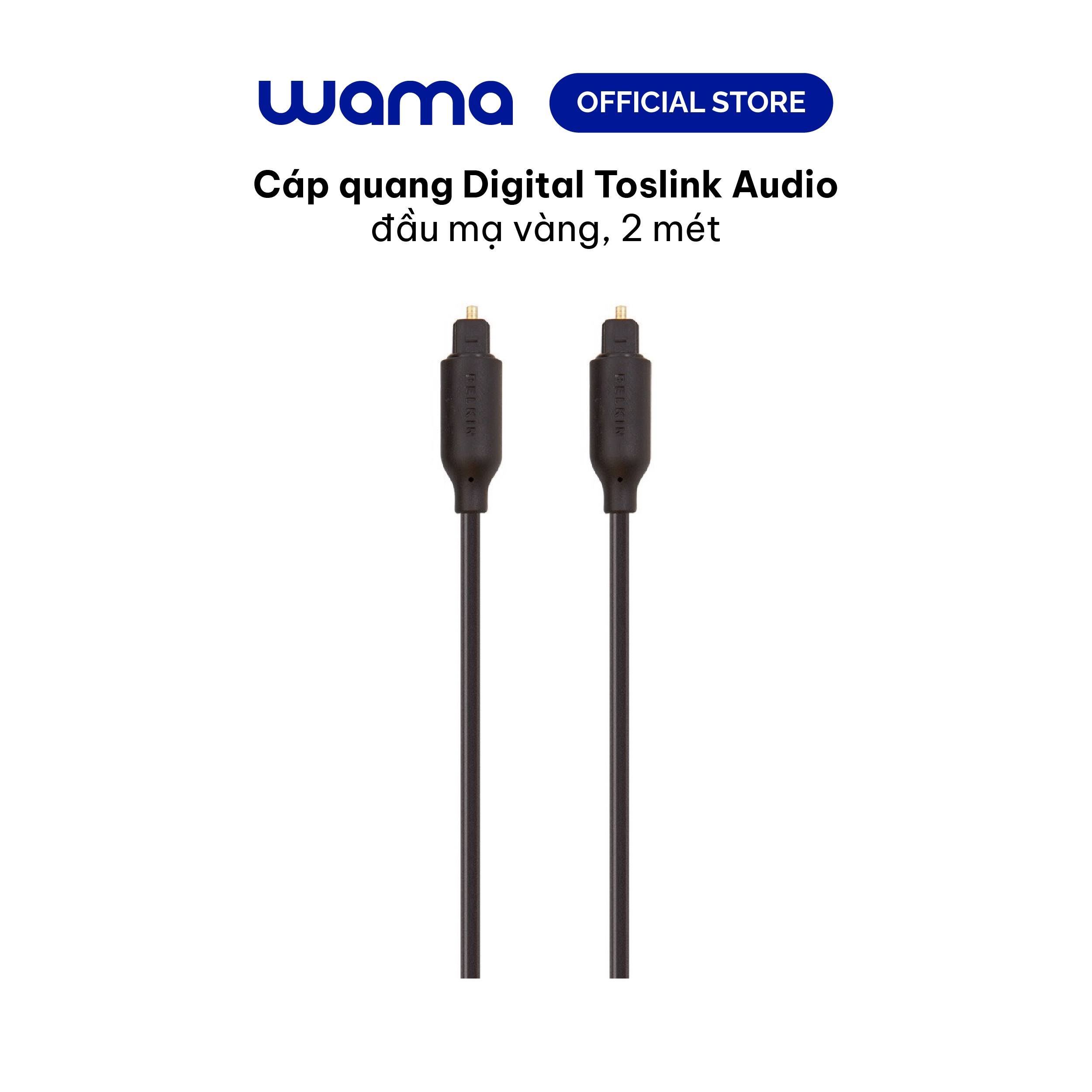 Cáp quang Digital Toslink Audio Belkin đầu mạ vàng, 2 mét - Hành chính hãng