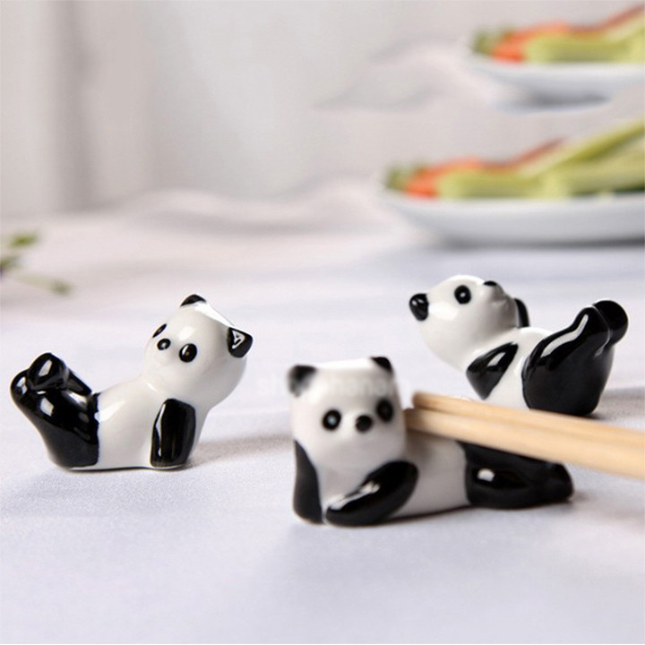 Combo 6 gác đũa gấu trúc gốm sứ, gác đũa bàn ăn, tượng gấu trúc