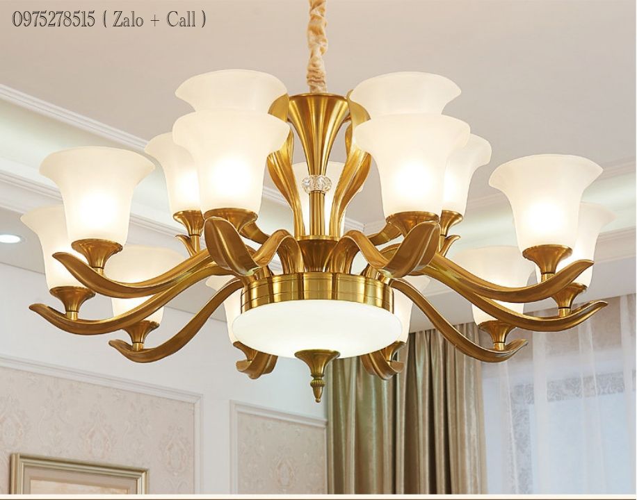 Đèn Chùm 15 Tay KIMILOG Đá Đúc Đặc Phù Hợp Trang Trí Phòng Khách, Nhà Hàng, Khách Sạn [ Tặng Kèm Bóng Led ]