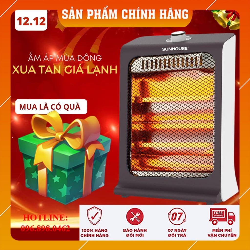 Máy Sưởi SUNHOUSE SHD7023 Đèn Sưởi 2 bóng Sunhouse SHD7023 Quạt Sưởi Sunhouse Hồng Ngoại Làm Ấm Nhanh Tỏa Nhiệt Đều