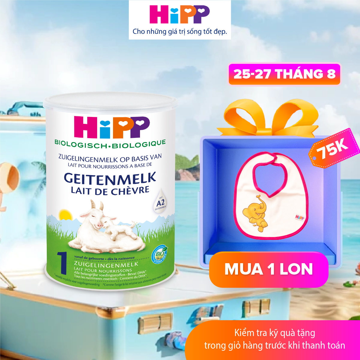 Sữa dê HiPP 1 Organic 400g - Nhập khẩu Đức, giúp bé phát triển chiều cao, trí não, tăng cường hấp thu