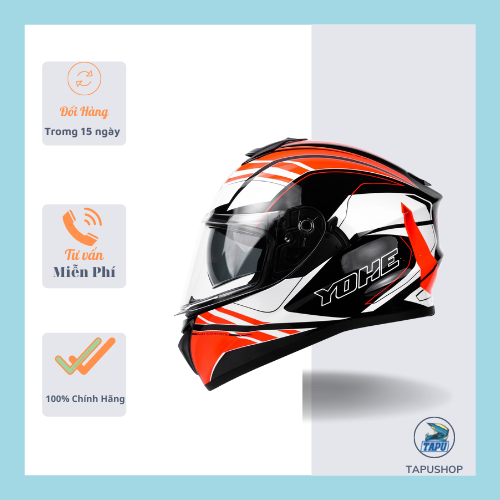 Mũ bảo hiểm fullface yohe 981 trắng đỏ