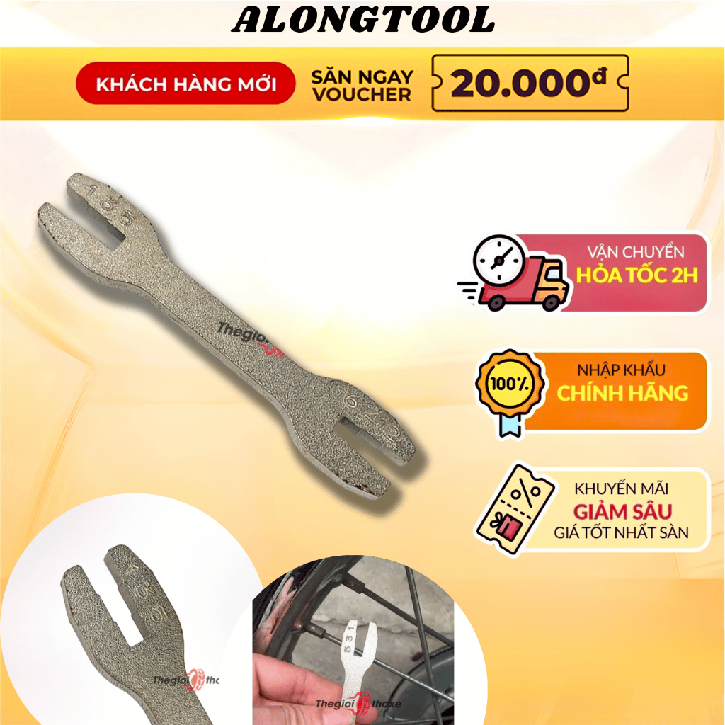 Cà lê tăng vành thép thailand alongtool 6 cỡ xe đạp, xe máy