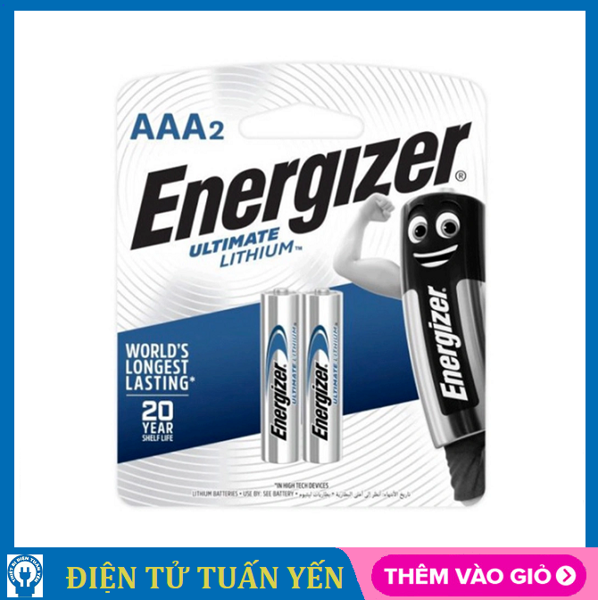 Pin AAA Energizer Ultimate Lithium L91 BP2 1.5V (vỉ 2 viên) - Hàng chính hãng