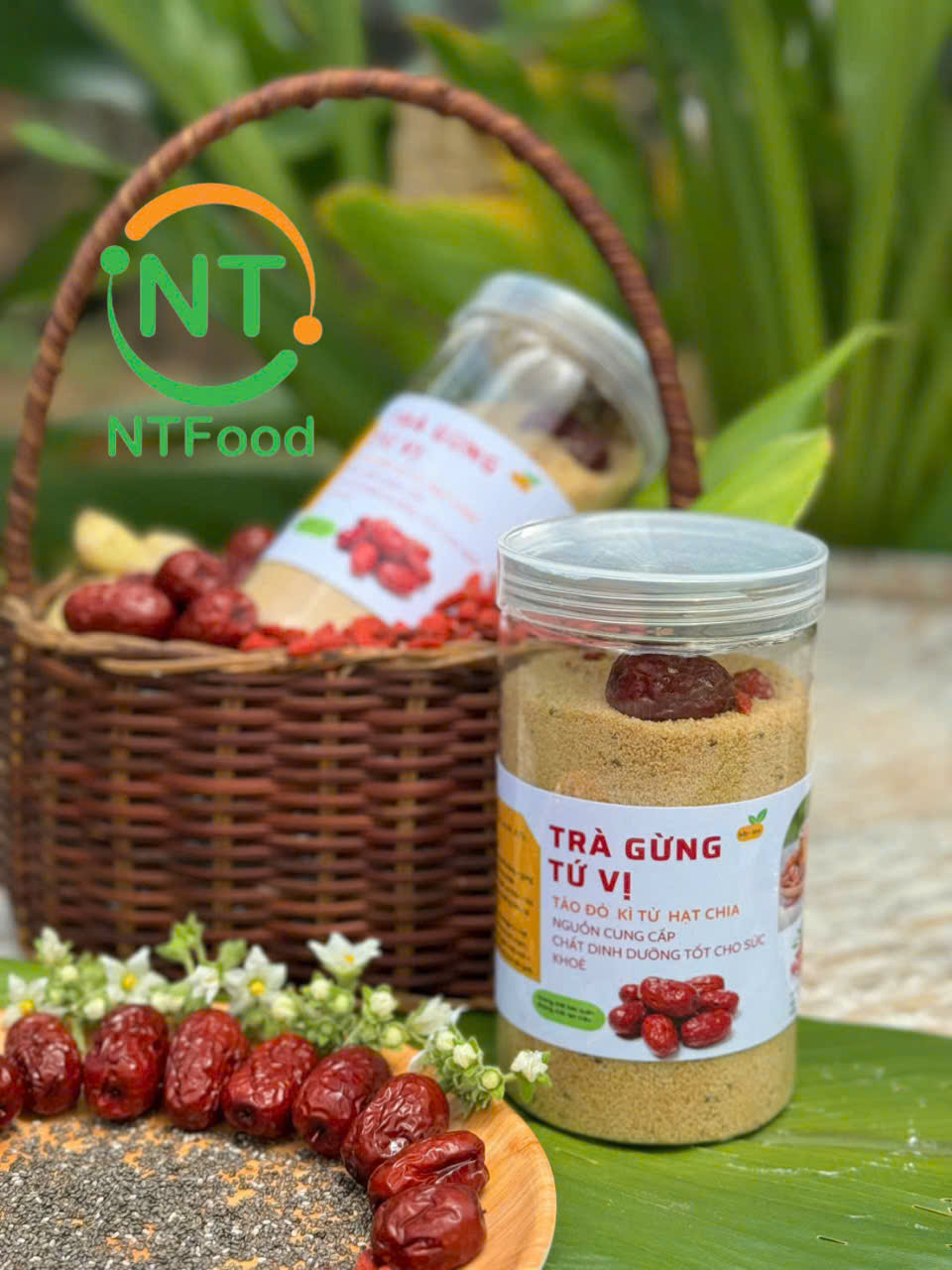 Trà Gừng Tứ Vị Hũ 500gr NTFood - Nhất Tín Food