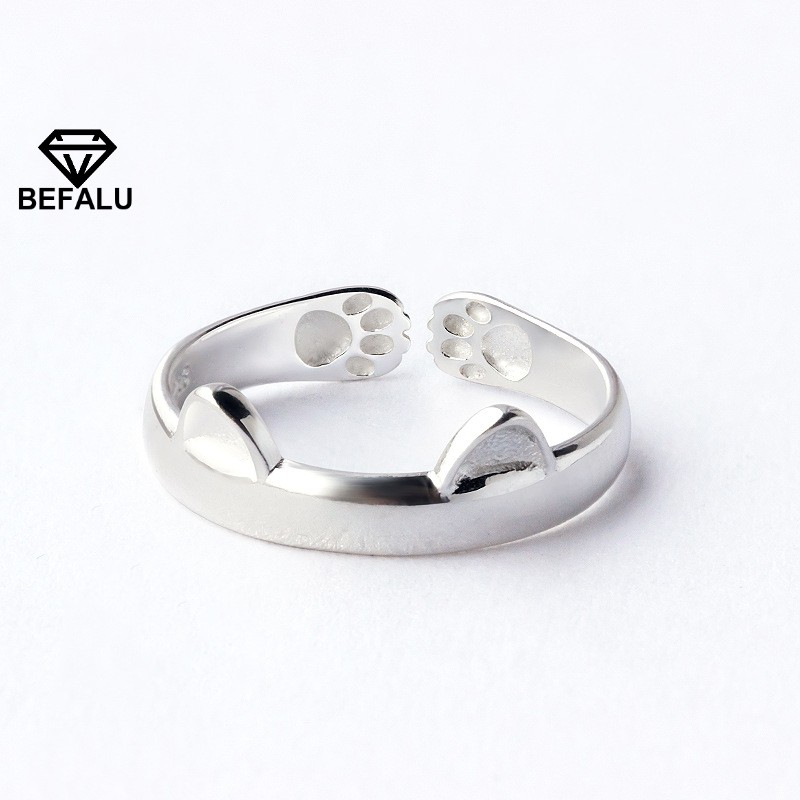 Nhẫn Nữ Dễ Thương Bạc 925 Mèo Neko Kiểu Hàn Quốc N24 Freesize- BEFALU