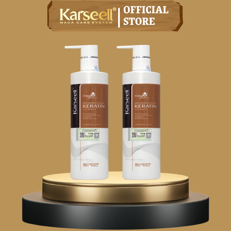 Kem ủ tóc Keratin KARSEELL Maca dạng kem 500ml phục hồi tóc khô xơ hư tổn và qua làm hóa chất nhiều lần siêu mượt