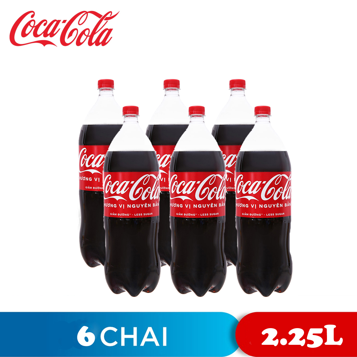 LỐC 6 CHAI NƯỚC NGỌT VỊ NGUYÊN BẢN ORIGINAL TASTE COCA COLA 2.25L