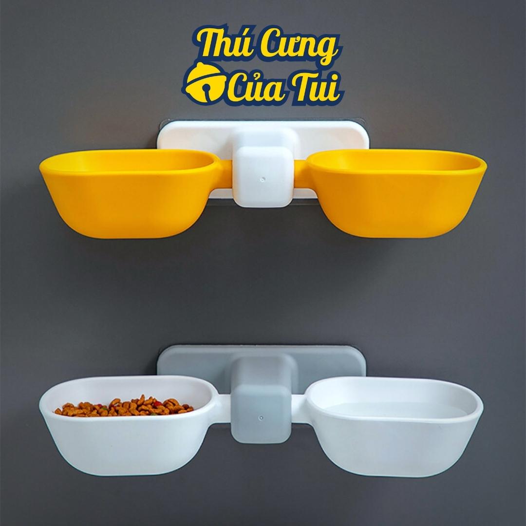 Bát đôi gắn dán tường cho thú cưng chó mèo - Thú Cưng Của Tui