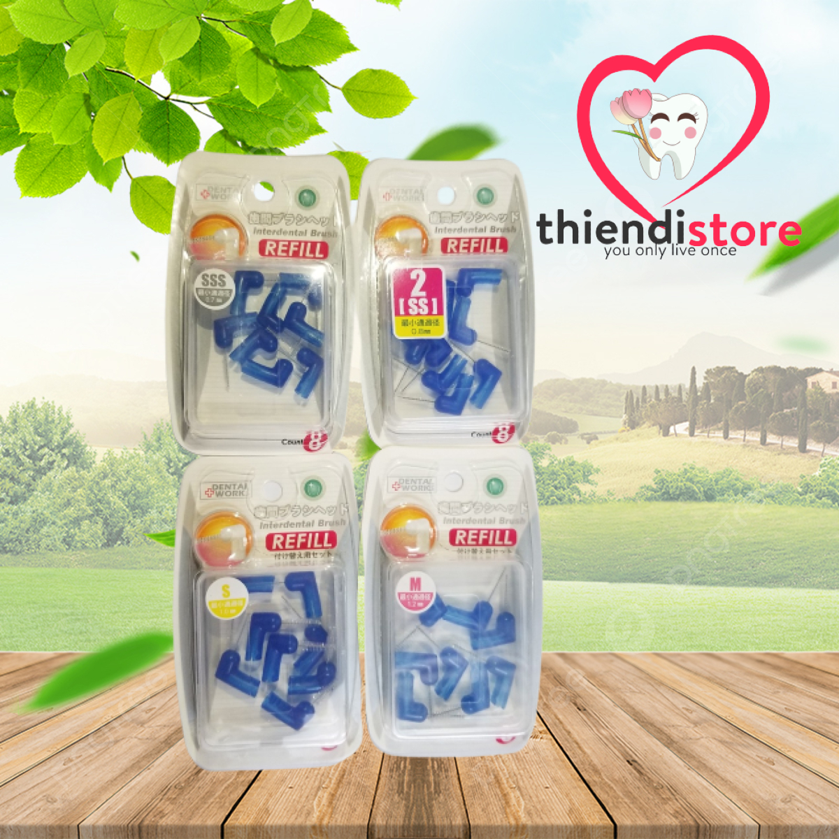 Bộ 8 đầu bàn chải kẽ răng nhật bản ch3