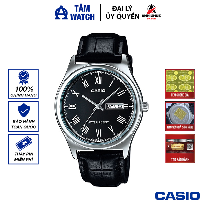 Đồng hồ nam dây da casio standard chính hãng anh khuê mtp-v006l-1budf