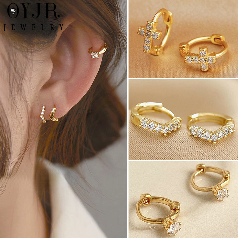 Bông tai nữ mạ vàng 18K không gỉ thiết kế đơn giản mẫu mới phong cách cổ điển thời trang OYJR