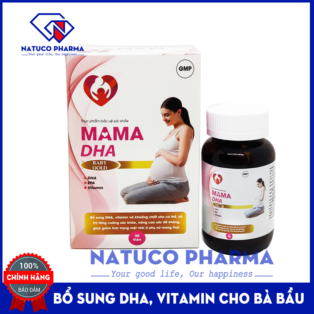 Viên uống vitamin tổng hợp cho bà bầu MAMA DHA BABY GOLD - bổ sung DHA, vitamin và khoáng chất cần thiết cho phụ nữ mang thai giúp giảm mệt mỏi tăng cường sức khỏe - Hộp 30 viên hàng chính hãng