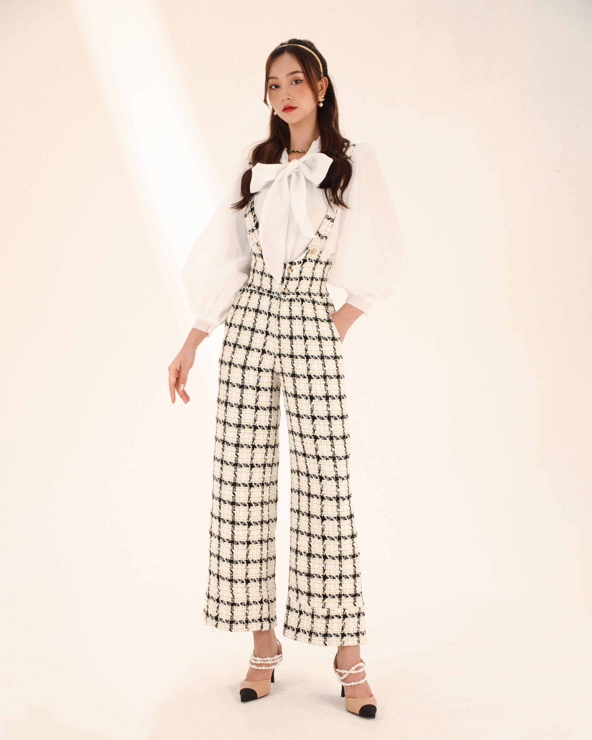 THE19CLUB - Quần yếm tweed caro - SOPHIA PANTS