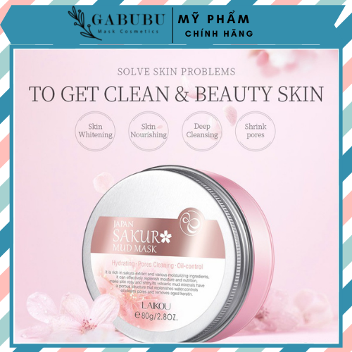 Mặt nạ bùn LAIKOU Hoa anh đào cấp nước sạch da kiềm dầu Japan Sakura Mud Mask