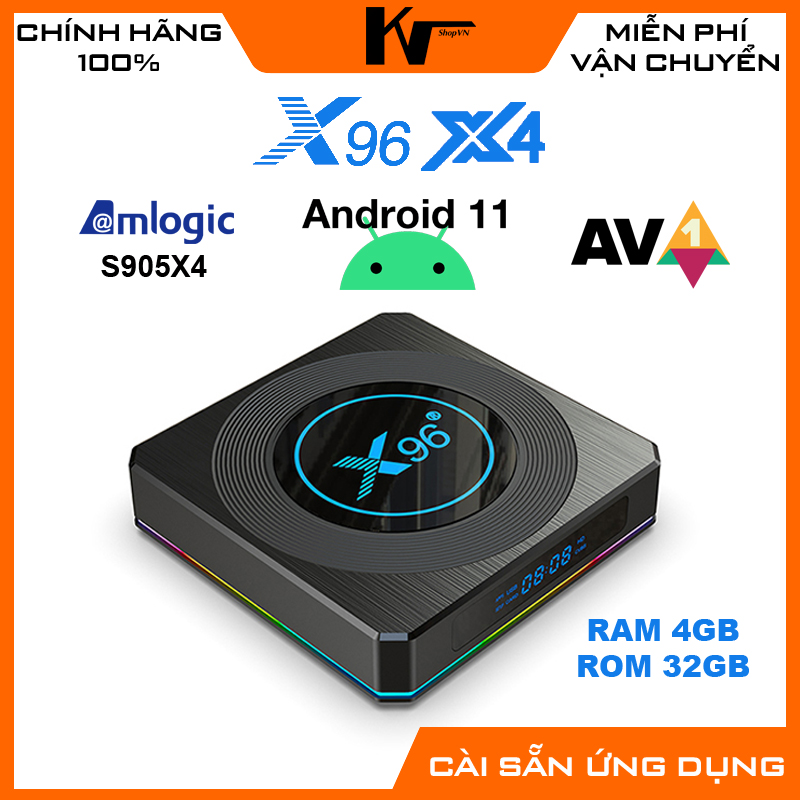 Android TV Box X96 X4, Amlogic S905X4, Android 11, Ram 4GB, hỗ trợ tiêu chuẩn AV1 mới nhất, Tìm kiếm giọng nói