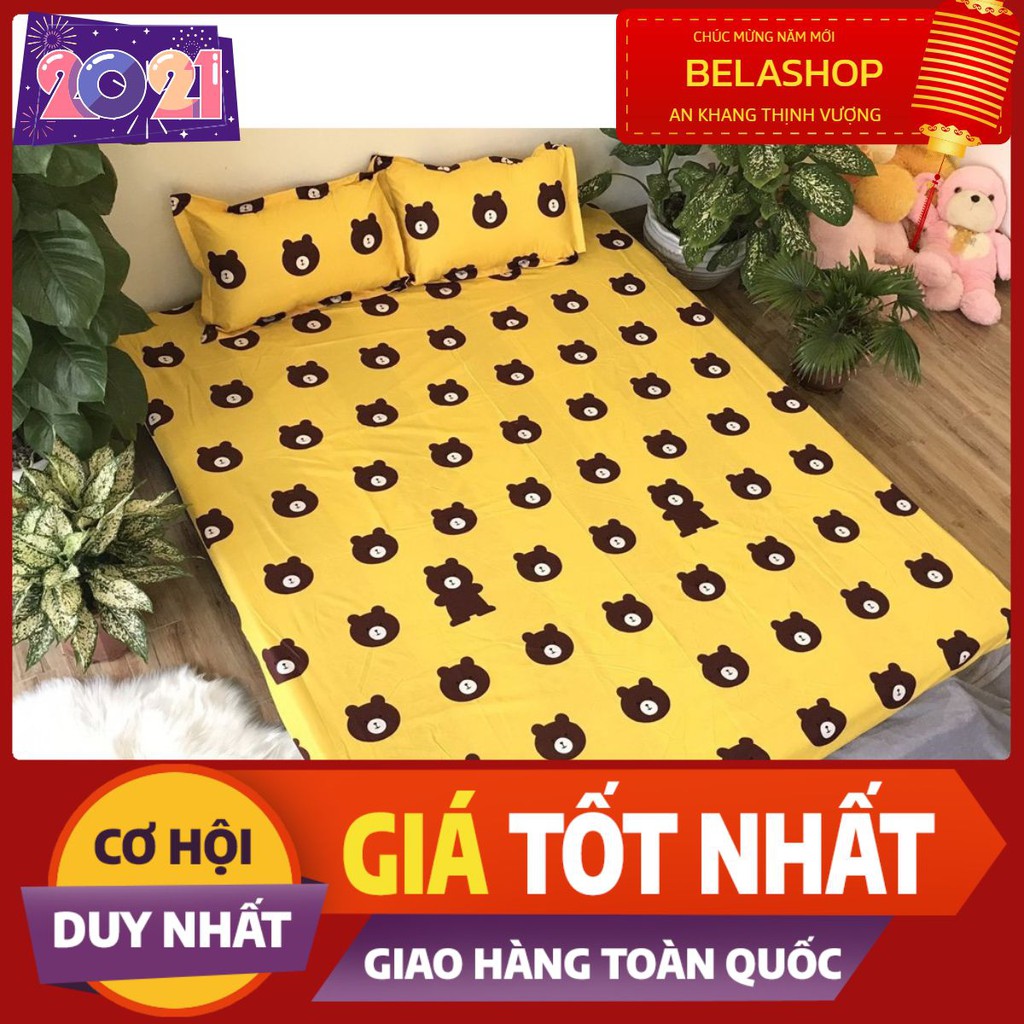 Bộ ga gối drap 1m8 cotton poly vikona mẫu a0019