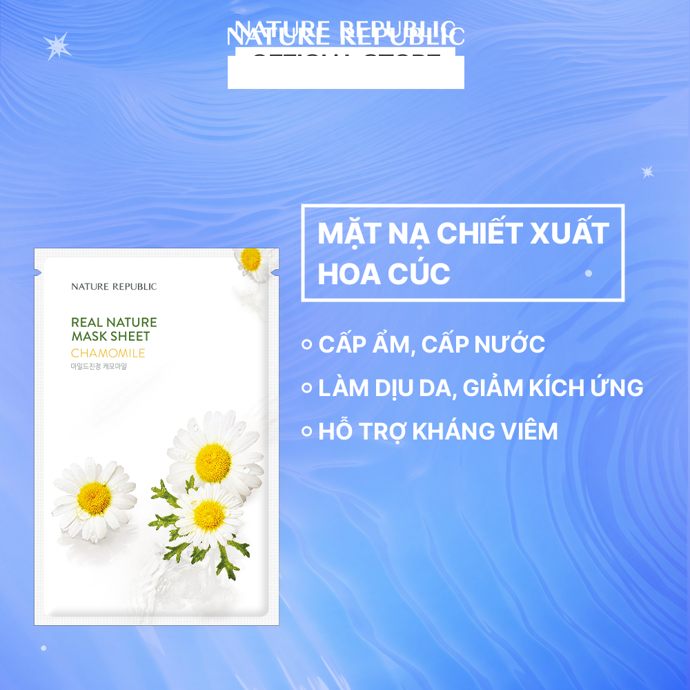 Nature Republic Mặt nạ giấy dưỡng ẩm, ngăn ngừa mụn Real Nature Chamomile Mask Sheet 23ml