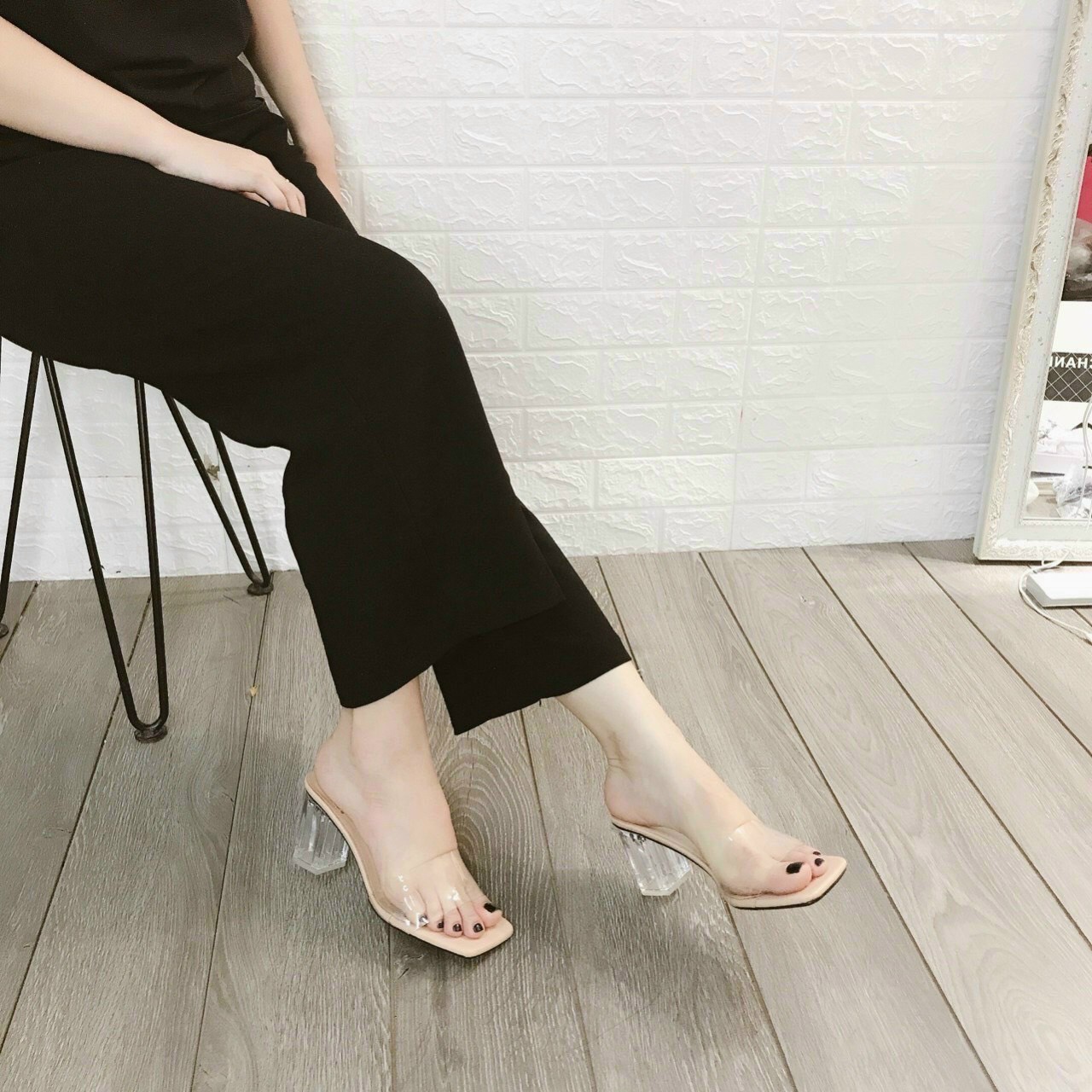 Dép quai ngang zara gót vuông 5cm bảo hành 12 tháng
