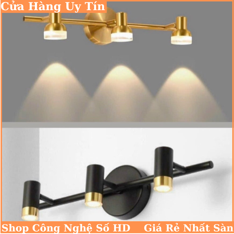 Đèn soi tranh, Đèn rọi gương 3 bóng mắt led COB 5W cực sáng ,điều chỉnh được góc chiếu