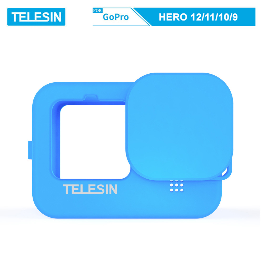 Vỏ silicone kèm nắp che hãng TELESIN dùng cho camera hành động GoPro Hero 9, GoPro Hero 10, GoPro Hero 11, GoPro Hero 12