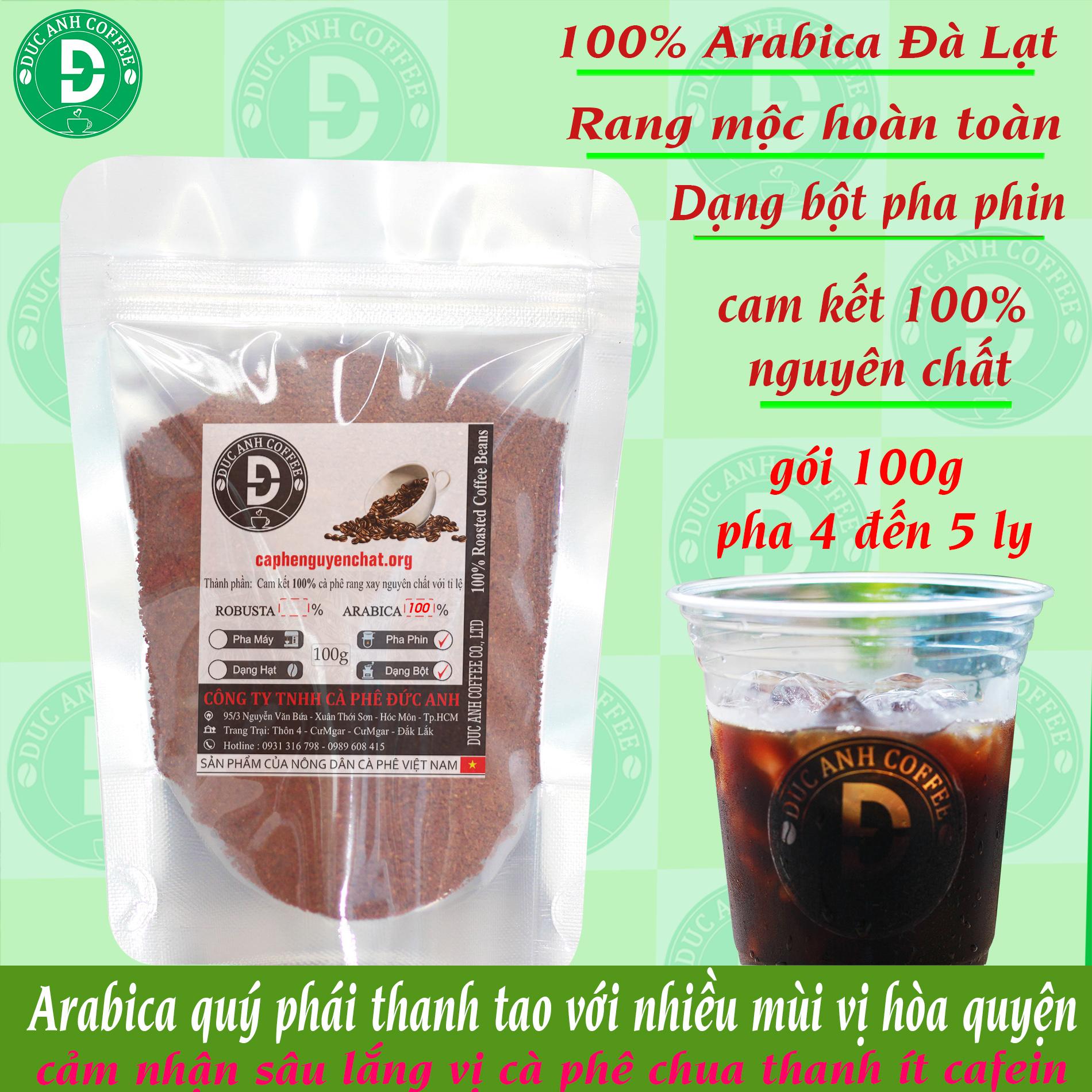 100g Cà phê arabica xay pha phin rang mộc nguyên chất - chua thanh thơm dịu - Thương hiệu cà phê rang mộc DUC ANH COFFEE