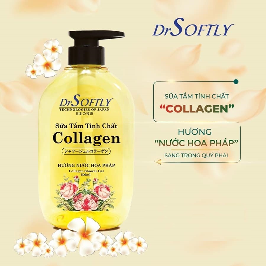 Sữa tắm nước hoa DrSoftly tinh chất Collagen {hương nước hoa Pháp} chai 500ml - sản xuất theo công nghệ Nhật Bản - nuôi dưỡng làn da mềm mịn, hương thơm nồng nàn, quyến rũ - QT Thu Lan TL170
