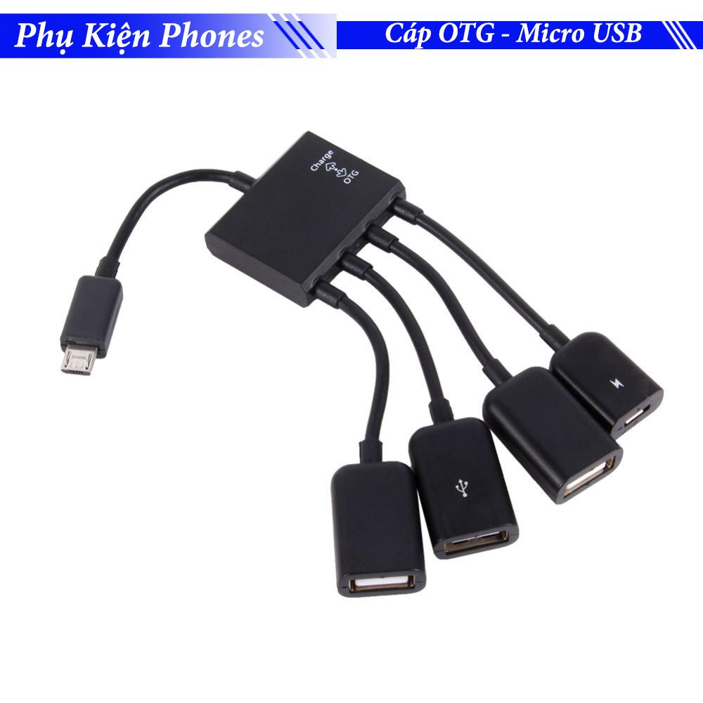 Cáp OTG 4 đầu nối điện thoại máy tính bảng điện thoại smartphone ra ra cổng USB kết nối phím chuột