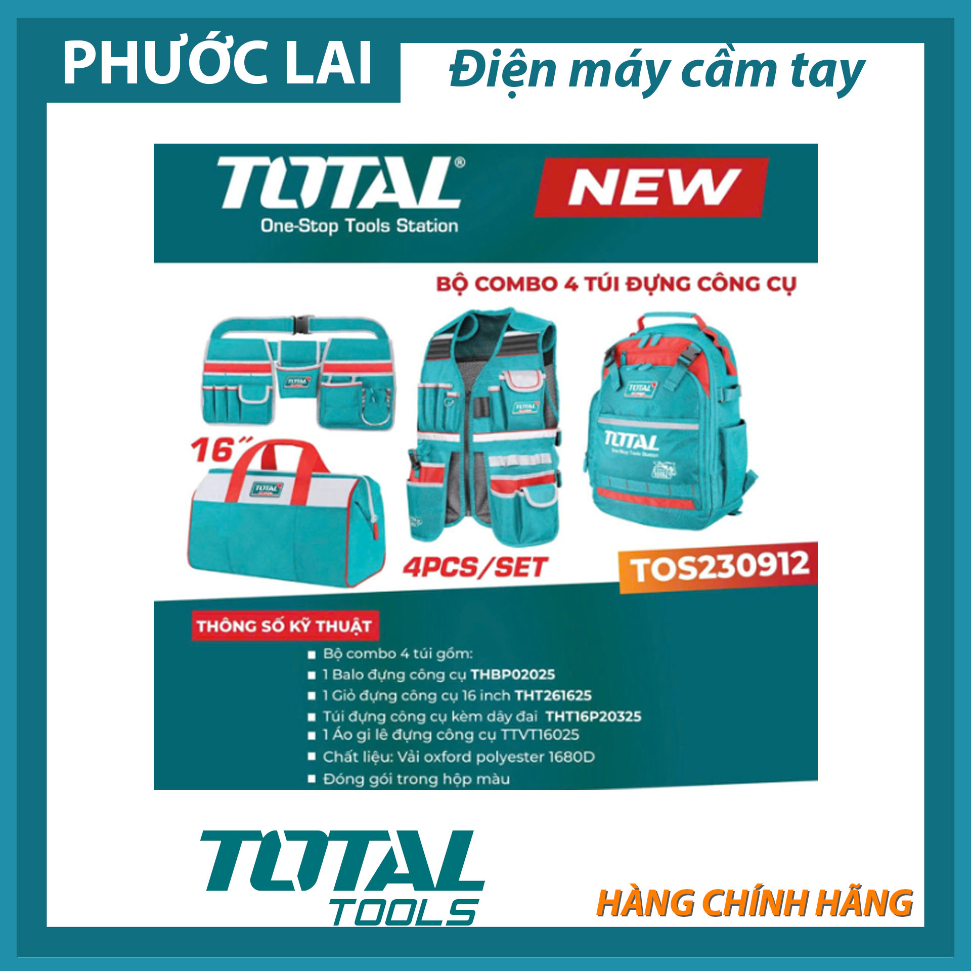 Bộ combo 4 túi đựng công cụ TOTAL TOS230912