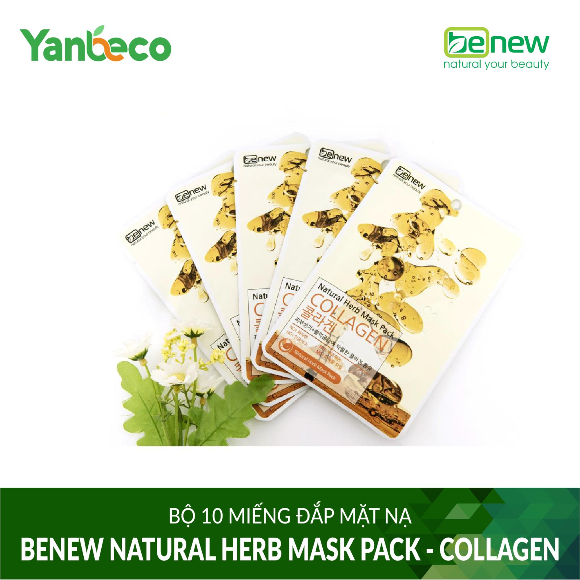 Bộ 10 miếng đắp mặt nạ benew natural herb mask pack - collagen