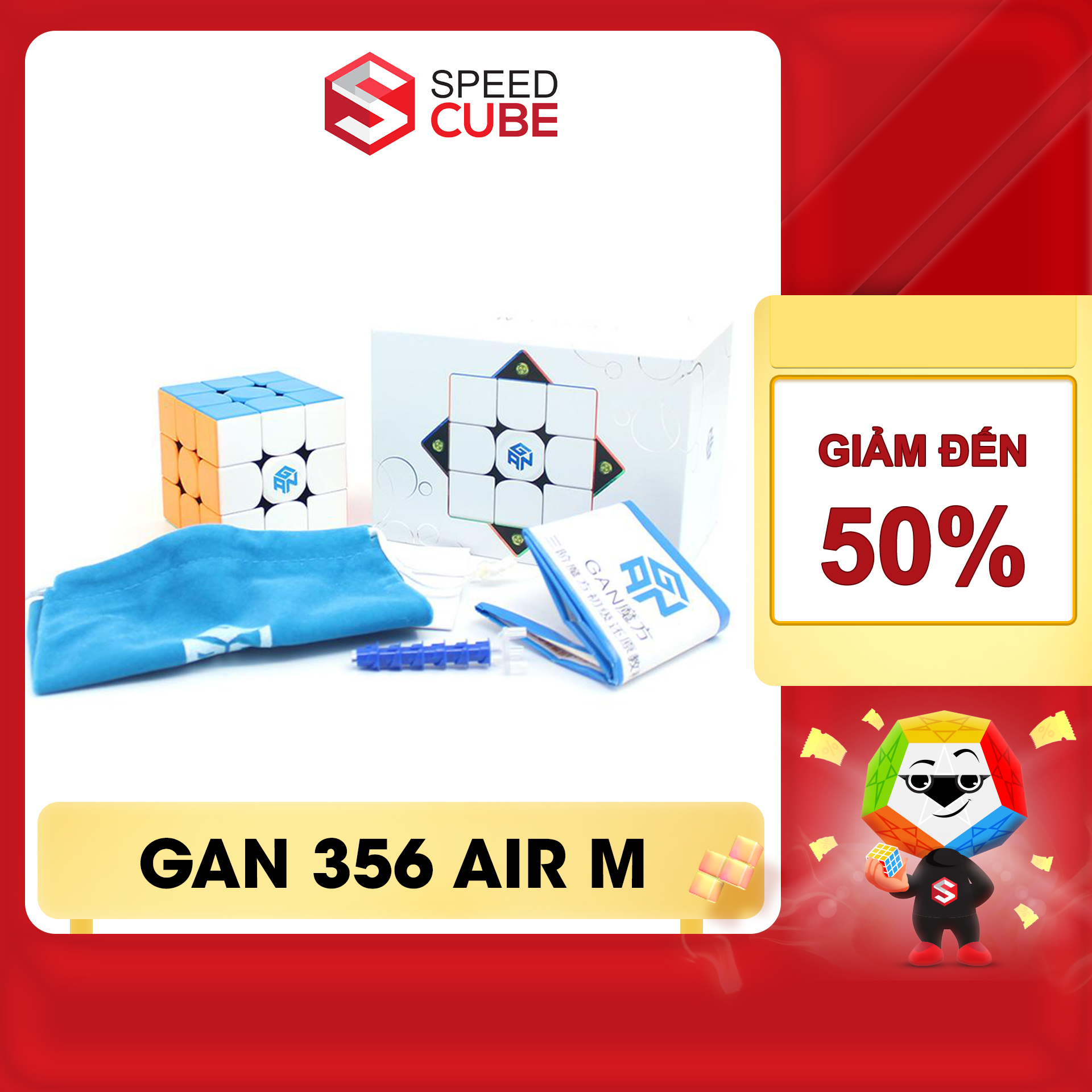 Rubik 3x3 gan 356 air m stickerless/viền đen, rubik gan chính hãng speed cube