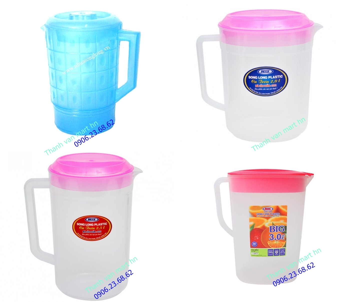 Ca nhựa đựng nước dung tích 0.5l/2l/2.5l/3l - nhựa song long việt nam