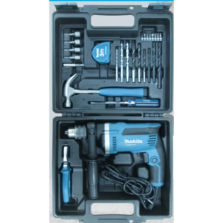 Bộ máy khoan búa kèm vali 26 phụ kiện makita m8100kx2b - chính hãng