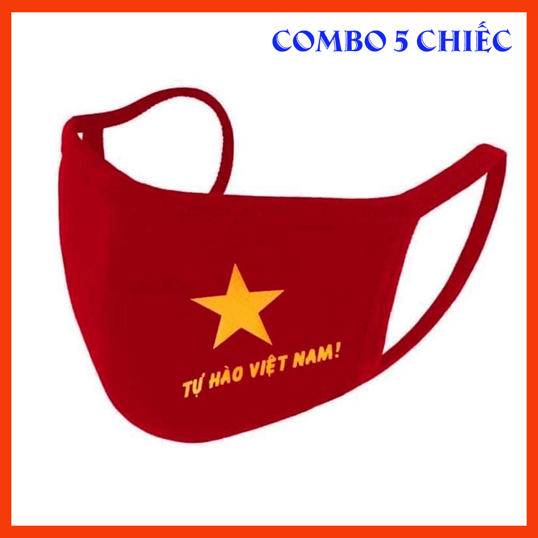 5 chiếc khẩu trang vải kháng khuẩn tự hào việt nam khẩu trang cờ đỏ sao vàng