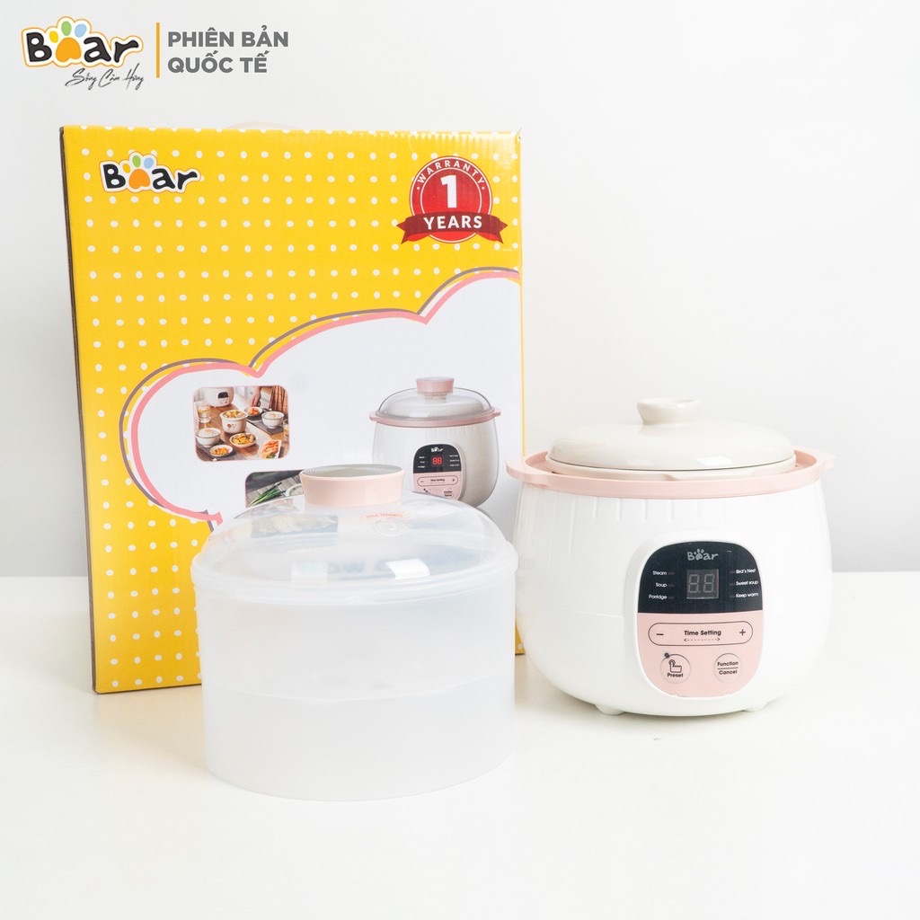 |Bản Tiếng Việt | Nồi nấu cháo chậm Bear chính hãng cho bé ăn dặm 0.8L