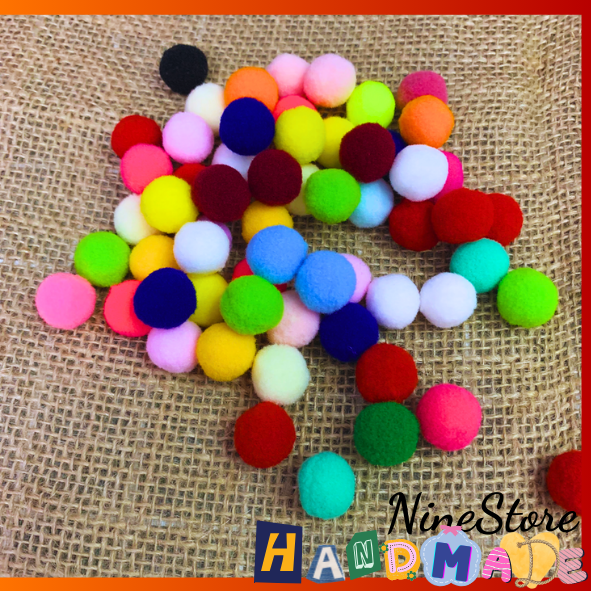 Hạt PomPom 1.5cm nhiều màu sắc dùng làm trang trí, làm thủ công handmade_NineStore