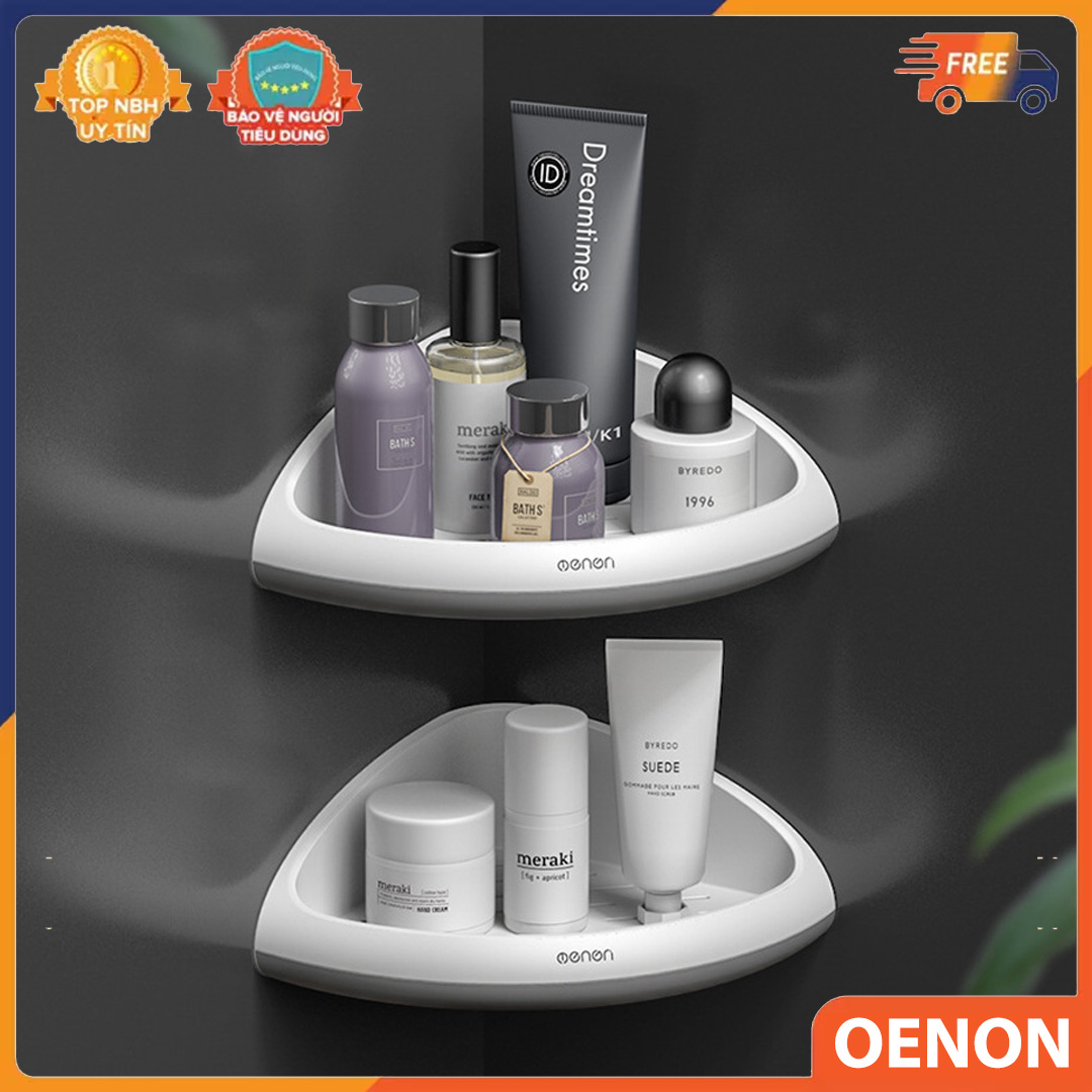 Kệ Góc Nhà Tắm cao cấp OENON lắp đặt dán tường siêu chắc không cần khoan vít - Phụ kiện nhà tắm thông minh OENON