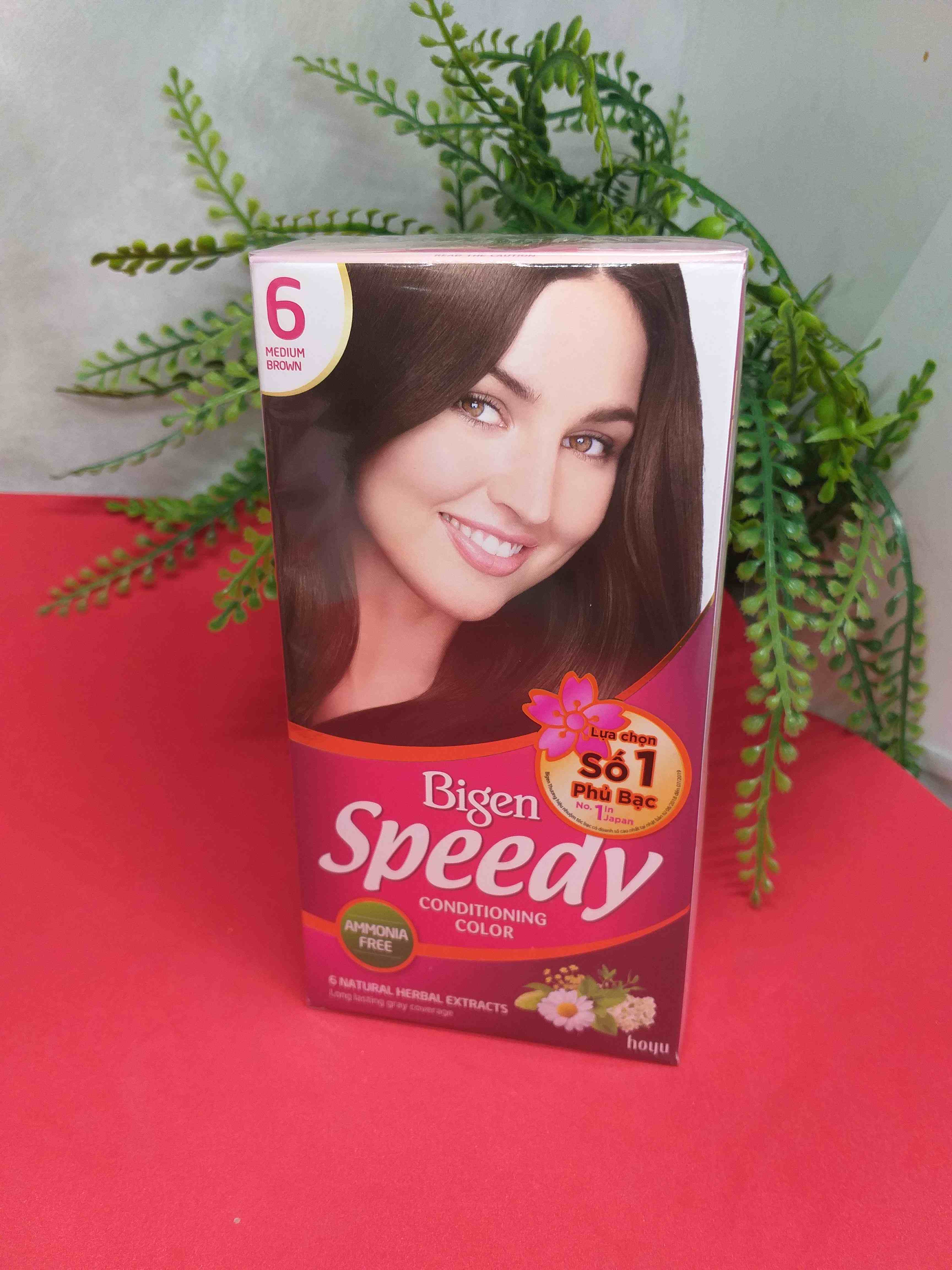 [HCM]Kem nhuộm tóc  phủ bạc Bigen Speedy Số 6 - Nâu Caramen