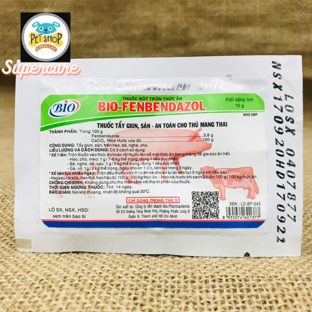 [Hoàn tiền 10%] [CÓ HỎA TỐC] Bio Fenbendazol 10gr Tẩy Giun Sán An Toàn Cho Thú Mang Thai (HSD: T9/2022)