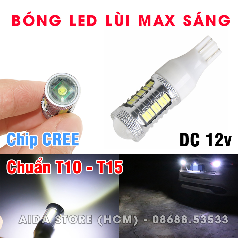 [HCM]01 Bóng đèn lùi T15 T10 LED thấu kính max sáng DC 12v 12w