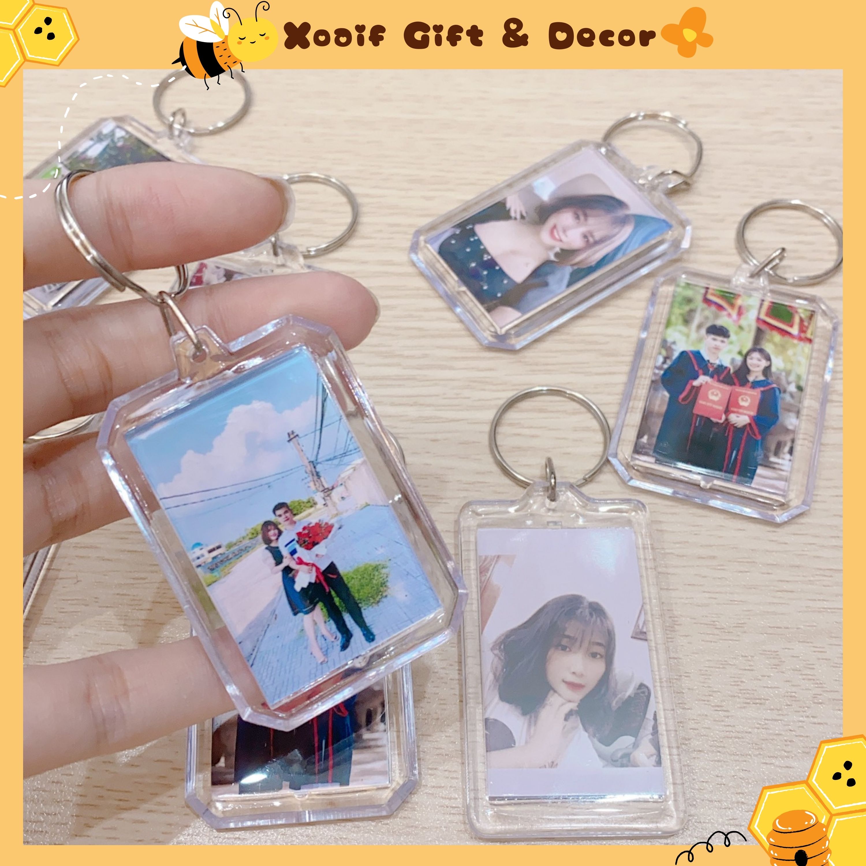 Móc chìa khóa mica in ảnh 2 mặt