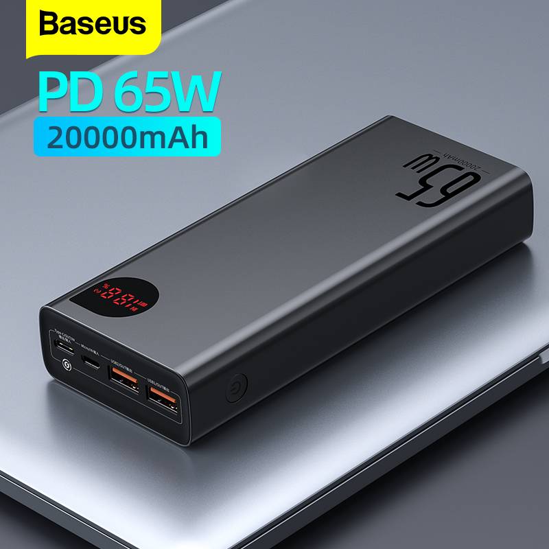 Baseus Sạc Dự Phòng 20000mah 65W Pin Sạc Dự Phòng PD QC 3.0 Power Bank cho Macbook iphone 15 14 13 P