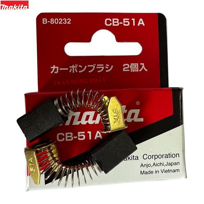 Chổi than cb51 cb 51 cb-51a makita chính hãng b-80232 cho n1900b, n3701, 6016