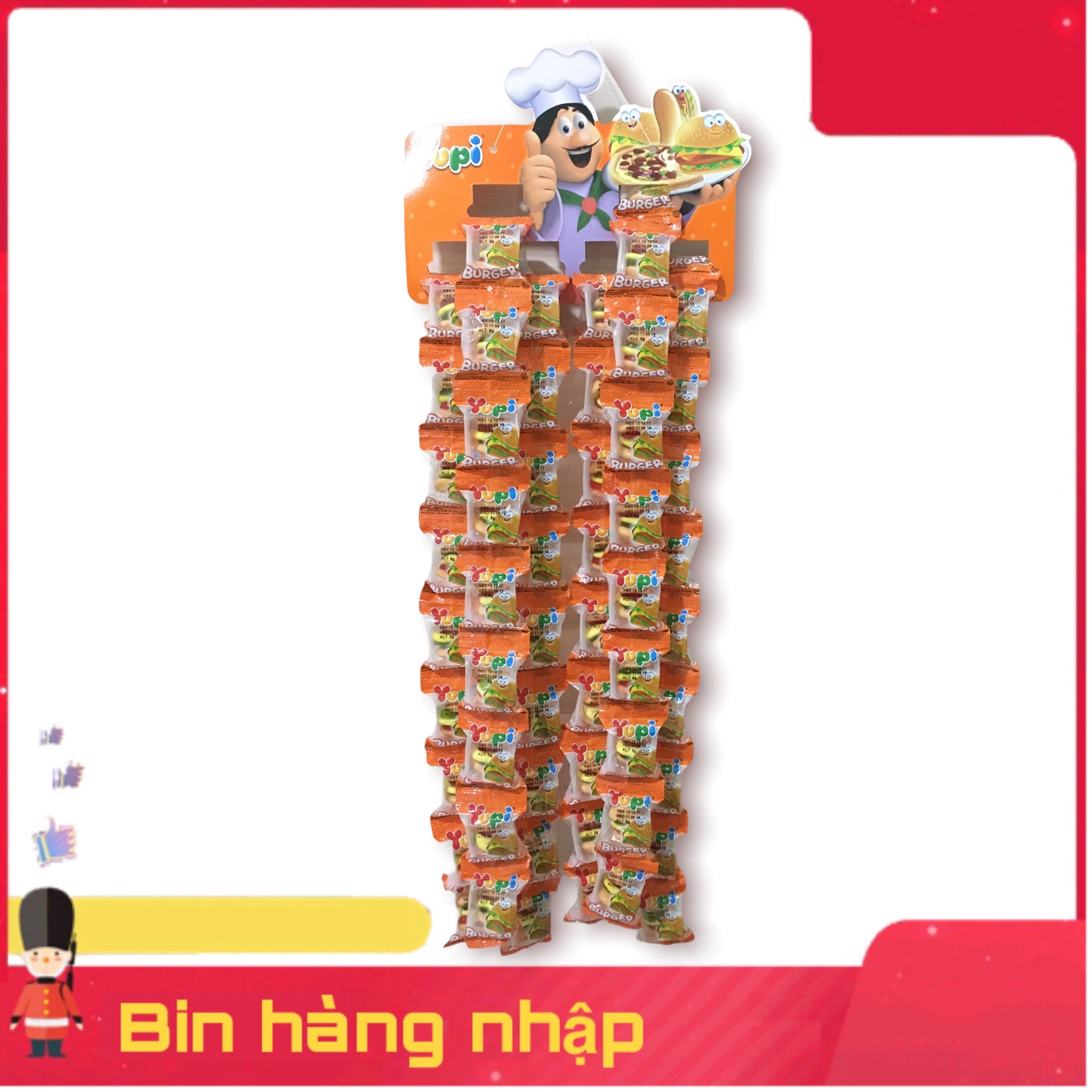 60 GÓI KẸO DẺO YUPI HAMBURGER VỈ TREO